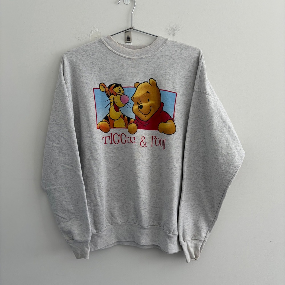 Vintage Disney Pooh Tigger & Pooh Graphic Sweatshirt Grey Heather